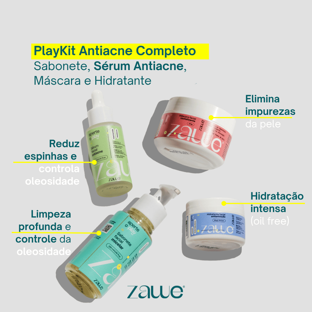 Kit Antiacne Completo Skincare Pele Mista e Oleosa Espinhas com