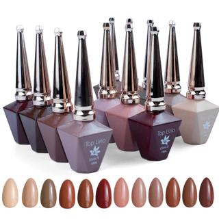 KIT 12 Esmaltes em Gel 18ml Lirio Tons Terrosos e Nude Marrom Classic Color Show em Oferta na Shopee