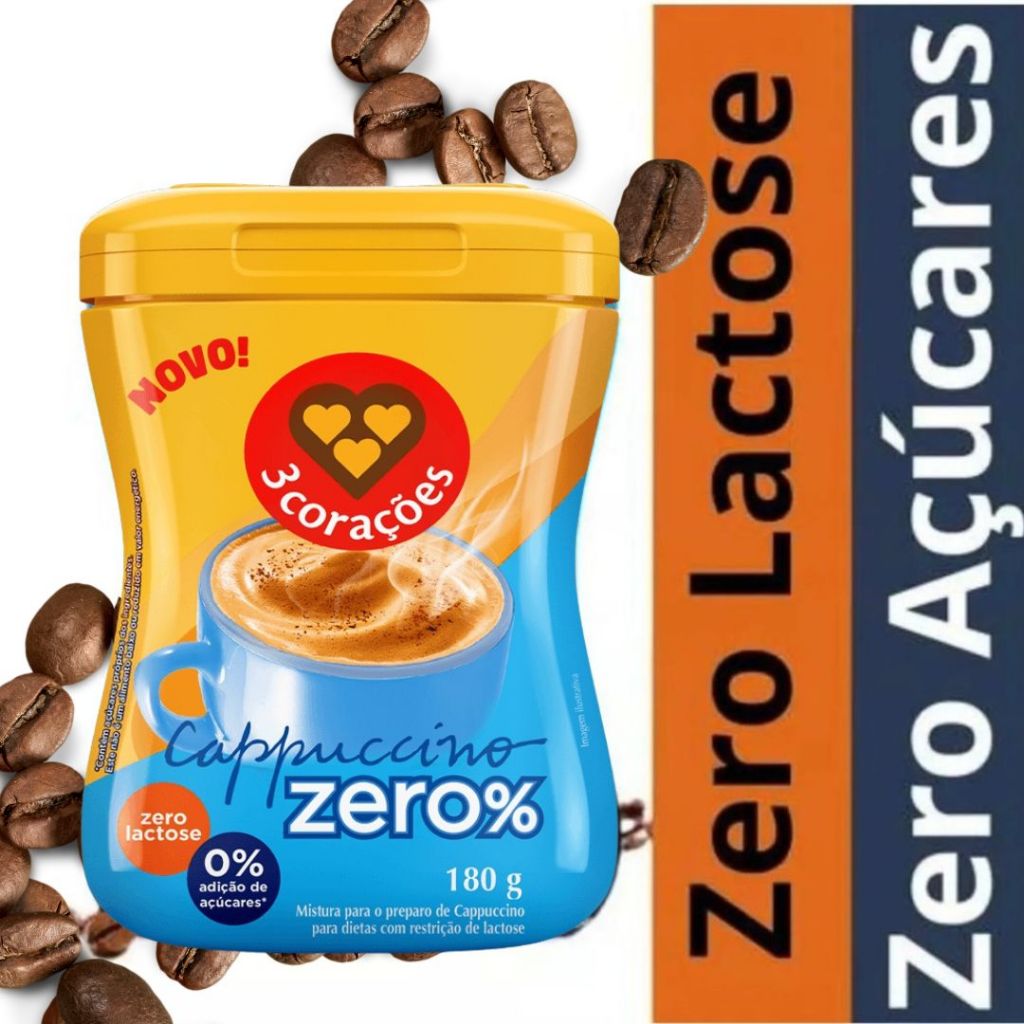Cappuccino Balance Zero Lactose Zero Açúcar 3 Corações 180g - NOVA