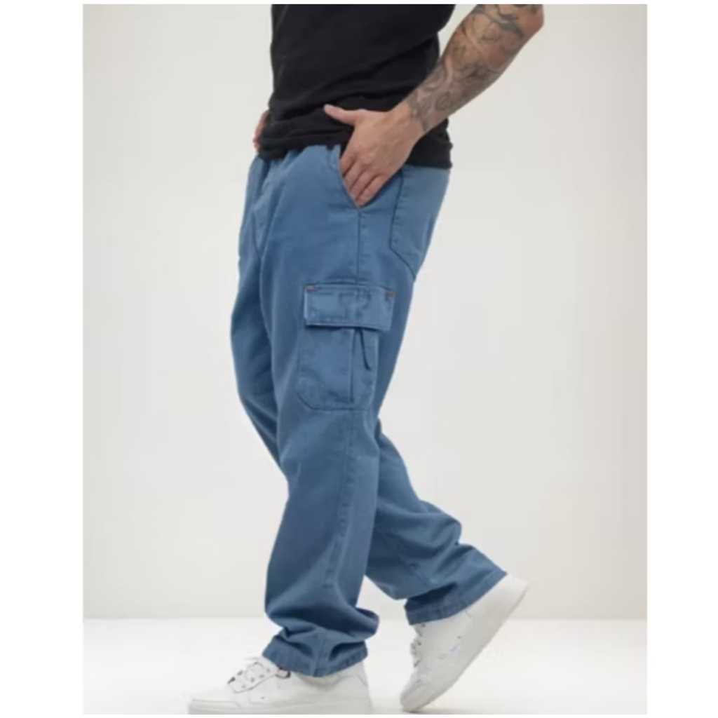 Calça Cargo Jeans Boca Larga Dazzling Skate Unissex Streetwea ref