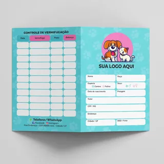 Carteira de Vacina Pet / Veterinária / Petshop - Personalizado