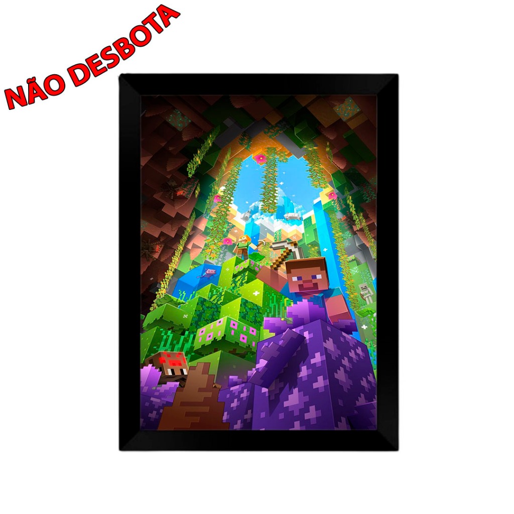 Quadro Minecraft Blocos | Arte Pixelada e Colorida para Decoração Geek ...