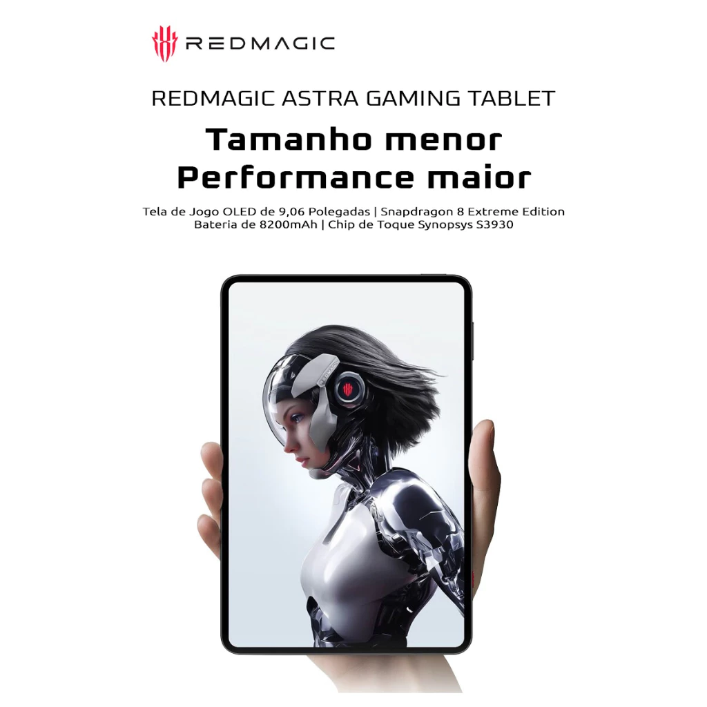 <img src="https://deo.shopeemobile.com/shopee/shopee-pcmall-live-sg/productdetailspage/d35d840bd7617cd29fc5.svg" alt="mall inline badge">REDMAGIC Astra Gaming Tablet para Jogos 9.06'' OLED 8200mAh Snapdragon 8 Extreme Edition 12GB+256GB/16GB+512GB/24GB+1TB<br>