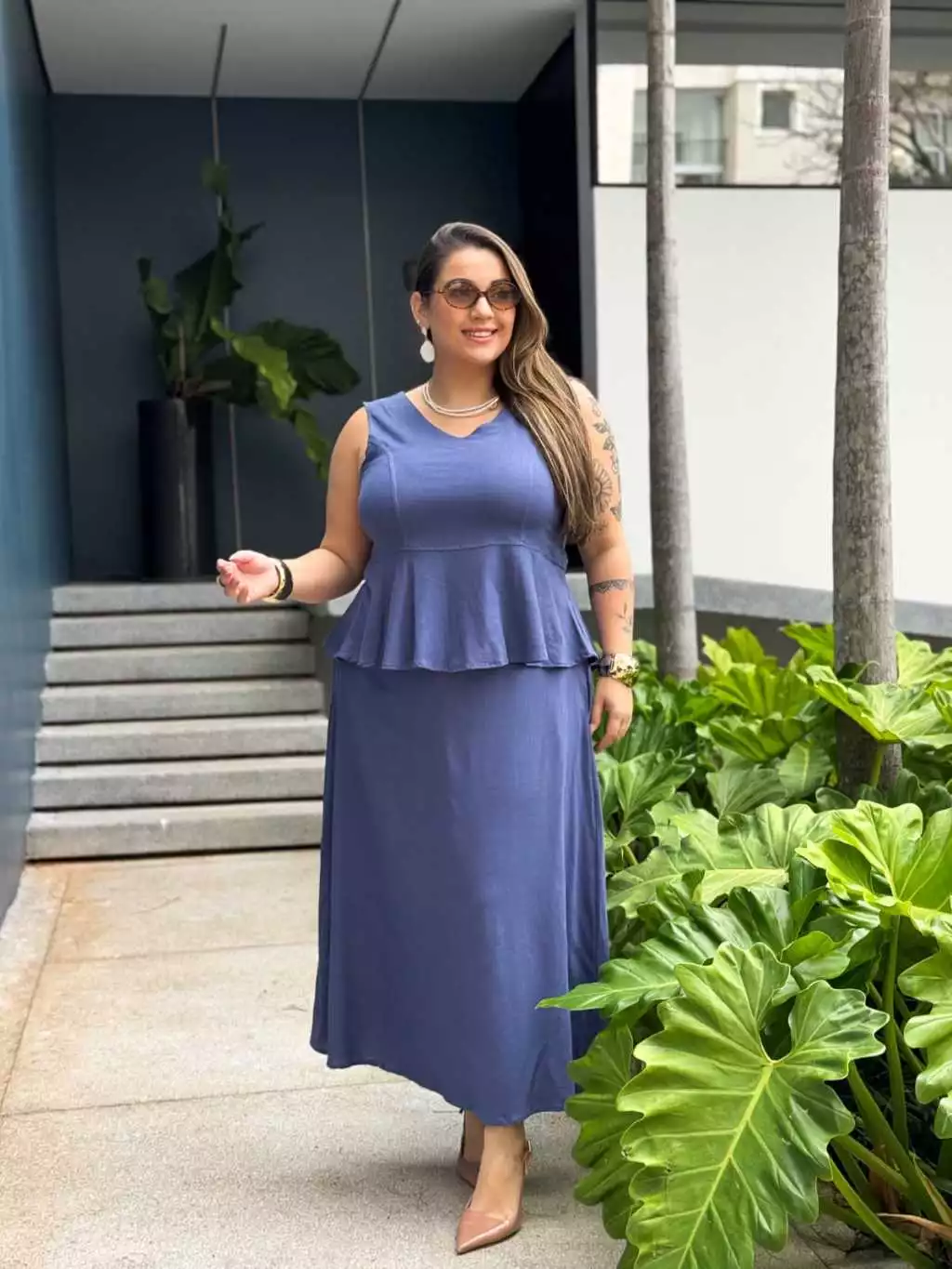 Conjunto Plus Size Feminino Blusa Regata e Saia Longa