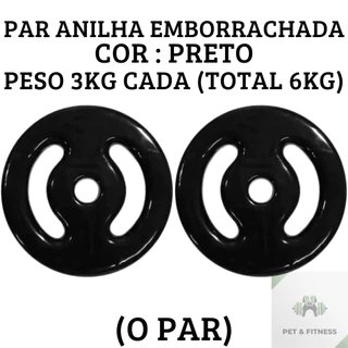 Anilha 3kg o Par total 6kg Emborrachados Ferro Fundido Treino Em Casa Peso de Academia Promoção