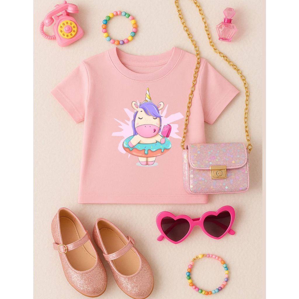 Camiseta Infantil Unicórnio 100% Algodão Menina Roupa Kids Verão ...