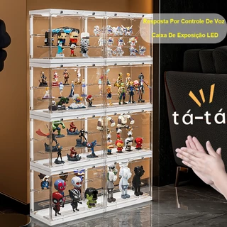 Caixa de Exibição para Action Figures 6 LEDs com Controle por Voz Porta Magnética 3 Prateleiras Ajustáveis Transparente em Oferta na Shopee
