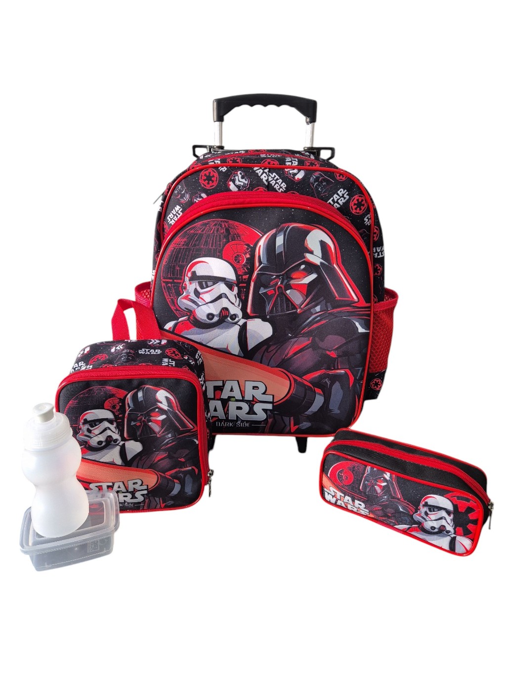 Kit Mochila Escolar Darth Vader Star Wars Grande Rodinhas Meninos ...