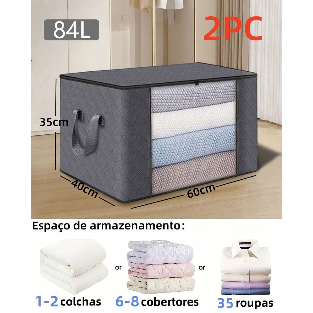 KIT 1-5 Caixa Saco Organizador Grandes Edredom Casaco Guarda Roupa para ...