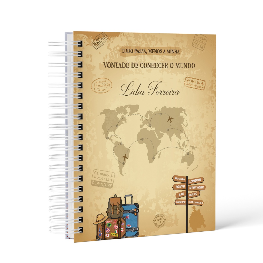Caderno de Viagens Personalizado com Nome | Diário de Bordo e ...