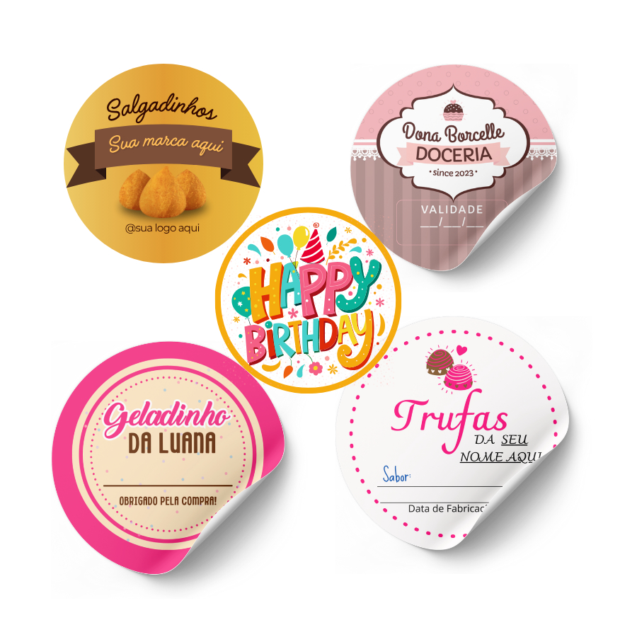 500 Adesivos Personalizados 5x5cm em Vinil prova de aguá – Ideal para ...