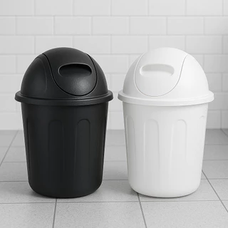 kit 2 Lixeira Basculante de Plastico Resistente 12L Preta Branca Banheiro