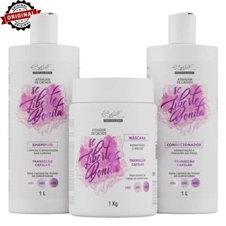 Kit Profissional Cachos Se Liberte Bonita 1L 3 itens BELKIT | Kit Para Cabelos Cacheados em Oferta na Shopee