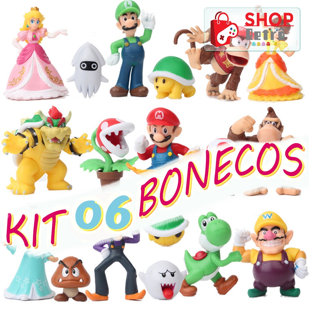 Bonecos Novos Kit Completo de 6 Super Mario World Coleção Miniaturas Colecionáveis Personalizados em Oferta na Shopee