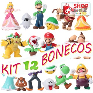 Bonecos Novos Kit Completo de 12 Super Mario World Coleção Miniatura Colecionáveis Personalizados II em Oferta na Shopee