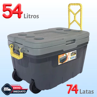 CAIXA TÉRMICA GRANDE 54L | COOLER COM RODINHAS 74 LATAS PRAIA PISCINA CAMPING - ENVIO IMEDIATO
