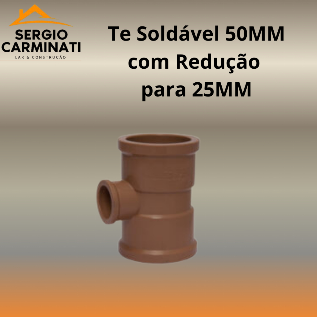 Te PVC soldável marrom 50mm com redução para 25mm, para água | Shopee ...