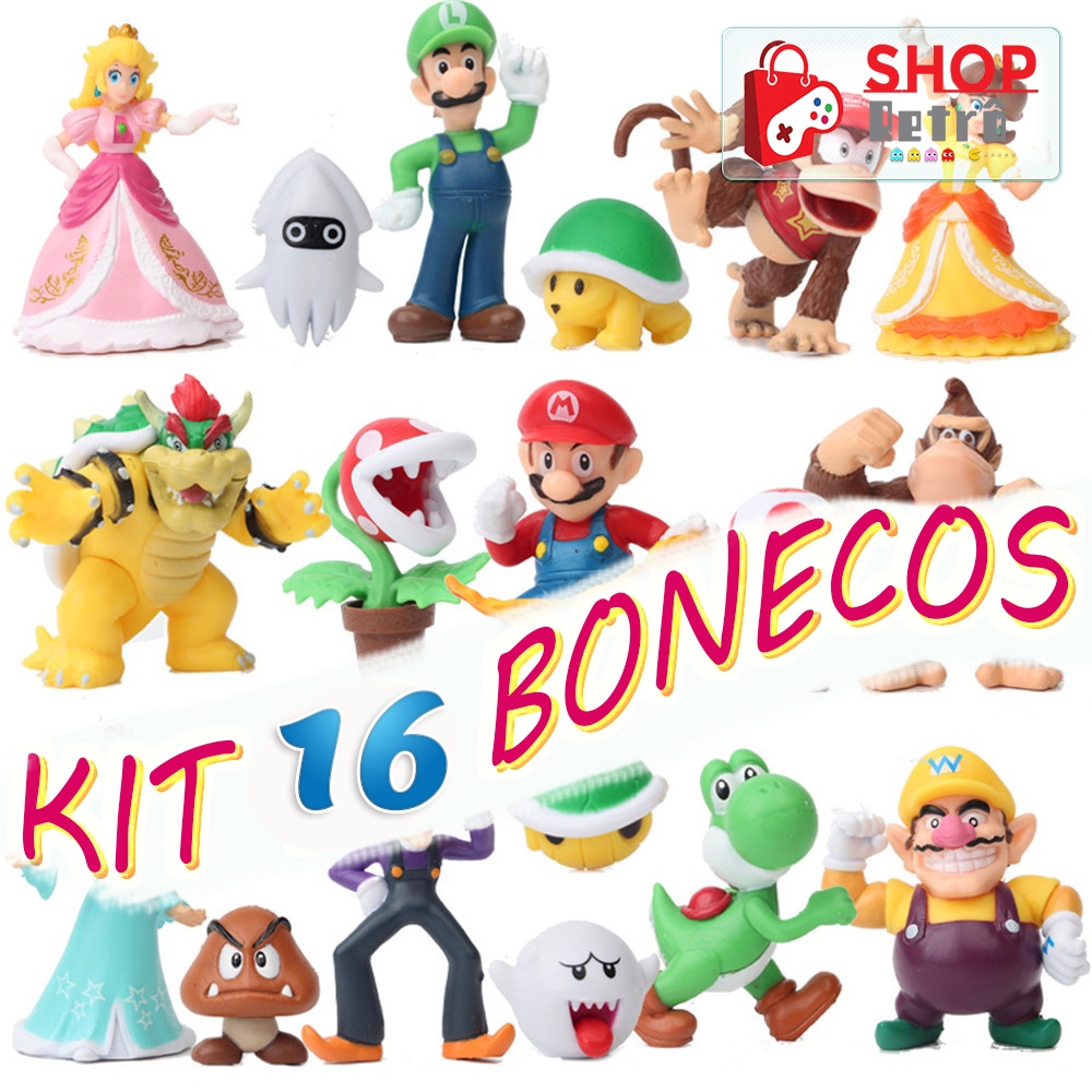 Bonecos Novos Kit Completo 16 Super Mario World Coleção Miniaturas Colecionáveis Personalizado III em Oferta na Shopee