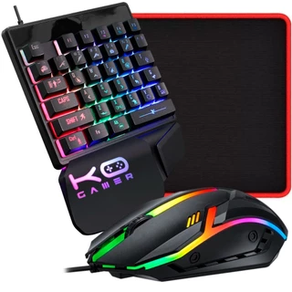 Kit Teclado e Mouse Gamer Com Fio Usb Led RGB MousePad Speed em Oferta na Shopee