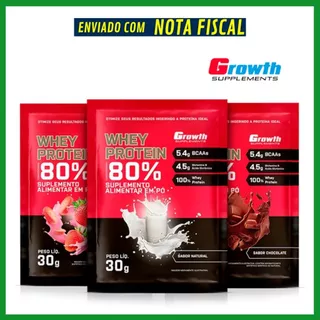 Dose Whey Protein Growth 80% Concentrado Sache de 30gr Sabores Sortidos