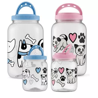 Pote Porta Ração Cachorro Gato Pet 3,6 / 1,7Litros Com Alça