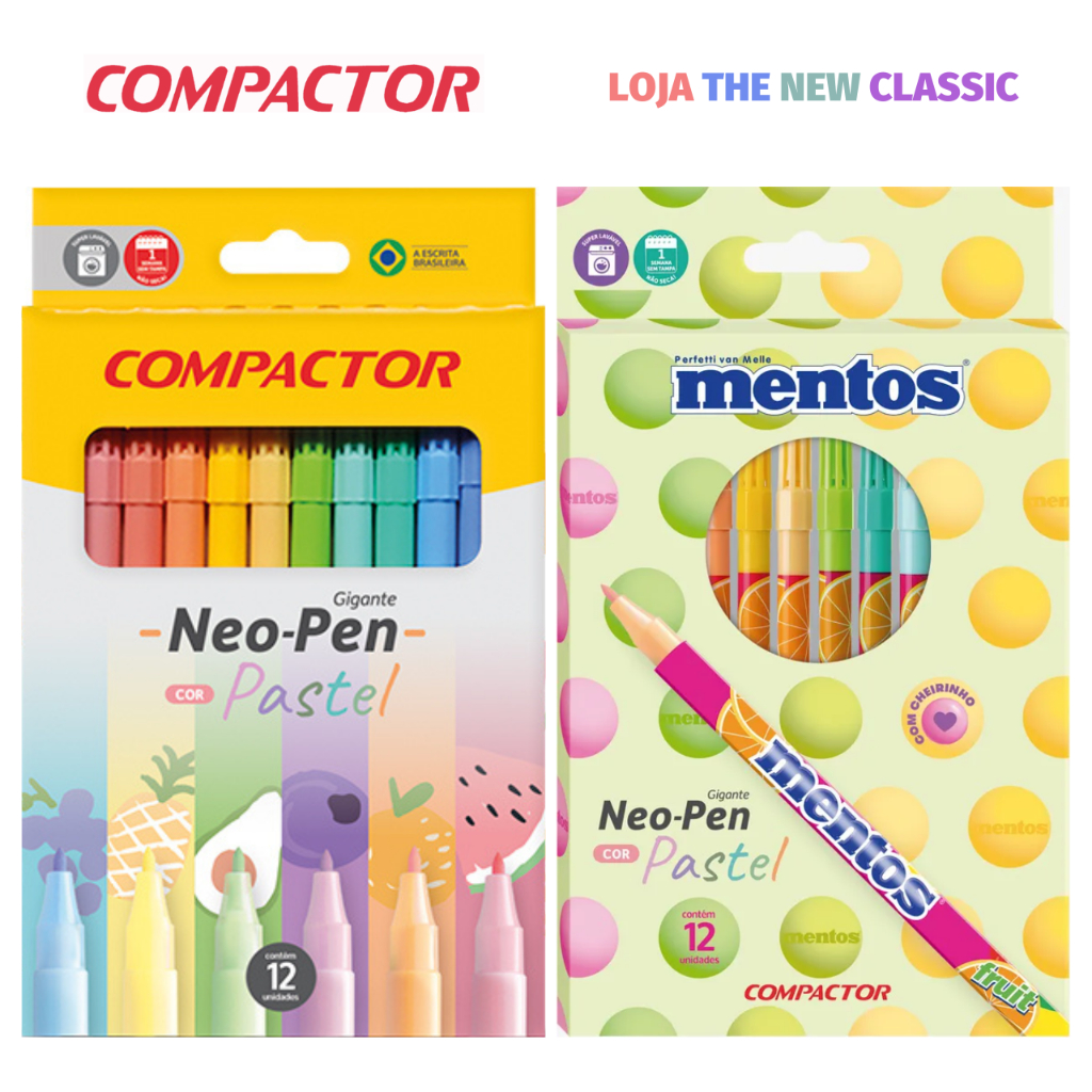 Kit Caneta Hidrográfica Compactor (Canetinhas) Neo Pen Tom Pastel ...