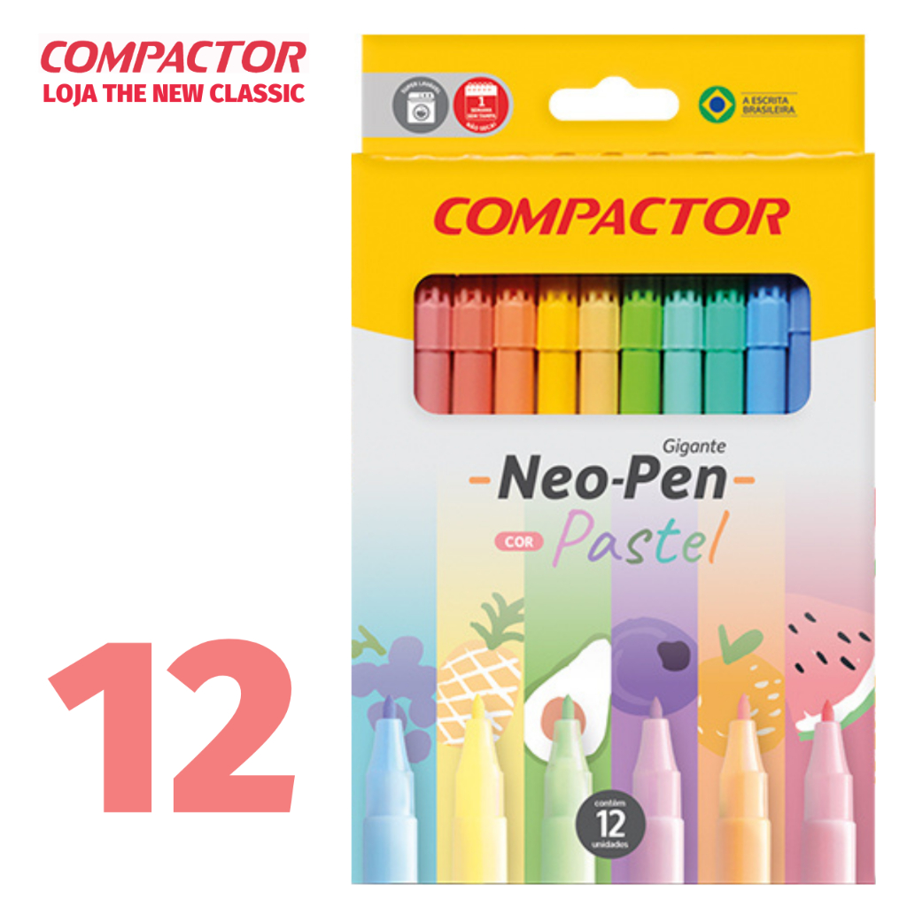 Kit Caneta Hidrográfica Compactor (Canetinhas) Neo Pen Gigante
