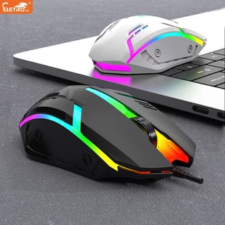Mouse gamer com fio USB 2400DPI luminoso para computador laptop escritório