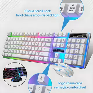 Teclado e Mouse Semi-Mecânico RGB LED para Jogos T350 com Cabo -H8