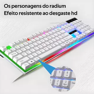 Kit Teclado e Mouse Semi-Mecânico RGB LED Gamer T350 com Fio - Perfeito para Jogos - H8