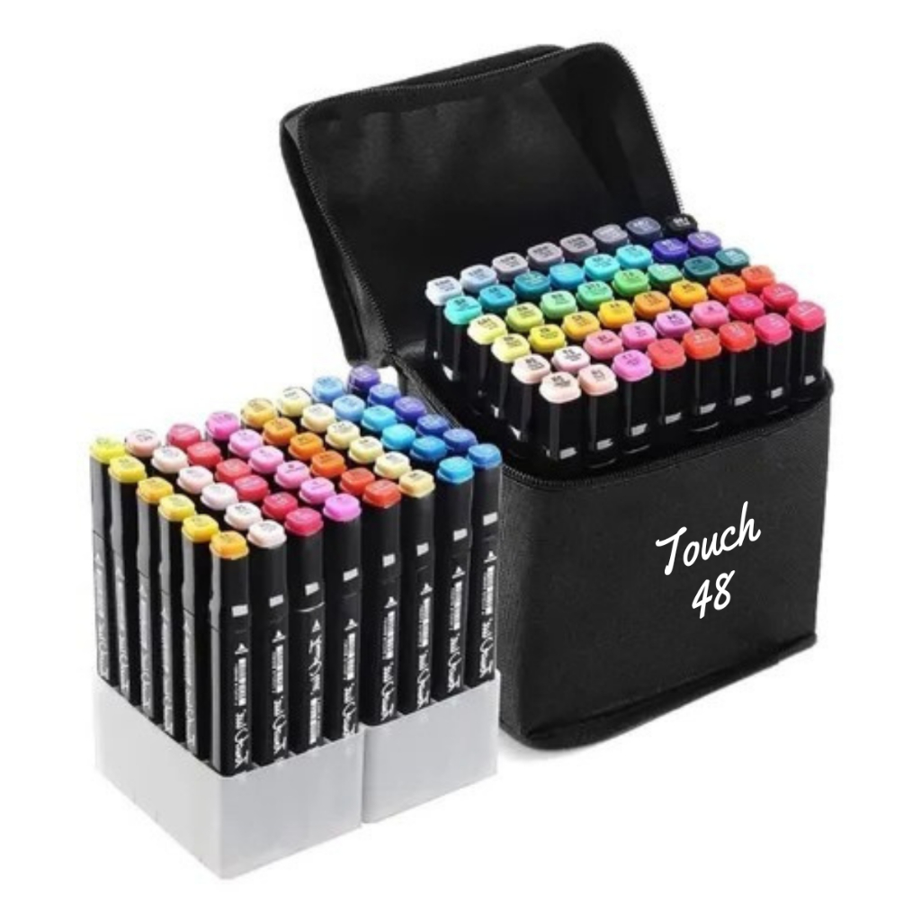 Kit Canetinhas Coloridas Touch 48 Cores Ponta dupla Fina e Grossa ...