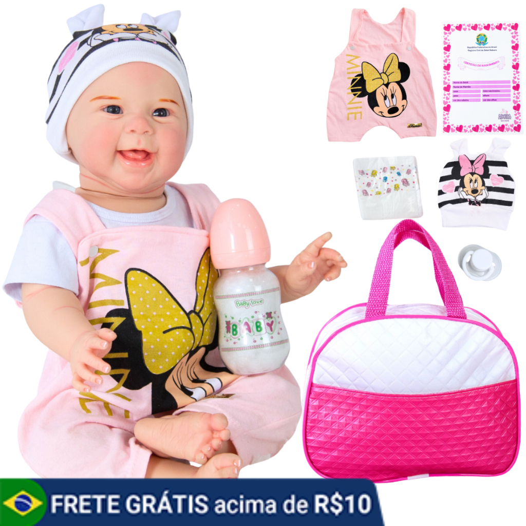 Boneca Bebê Reborn 100% Silicone Realista Itens Bolsa Maternidade
