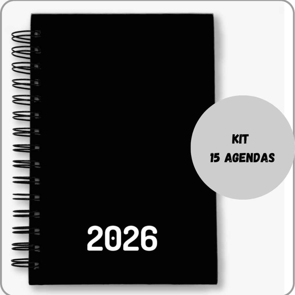 Agenda Anual Executiva 2026 - Capa Preta Donapola Kit 15 Agendas ...