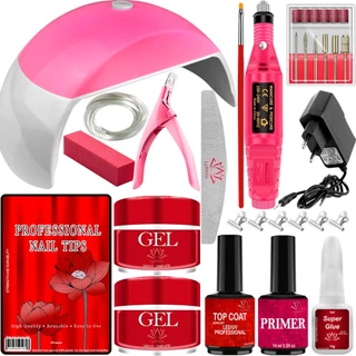 Kit Iniciante Completo Unha Gel Acrigel Fibra Cabine estufa de Unhas e lixadeira elétrica Manicure em Oferta na Shopee