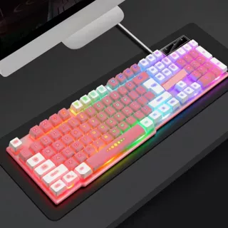 Teclado Gamer com LED RGB Teclas Iluminadas e Conexão USB com Fio Design Moderno Silencioso