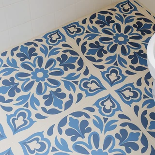 Kit 40 Placas de Porcelanato para Piso e Chão Azulejo Autocolante Português Decorativo