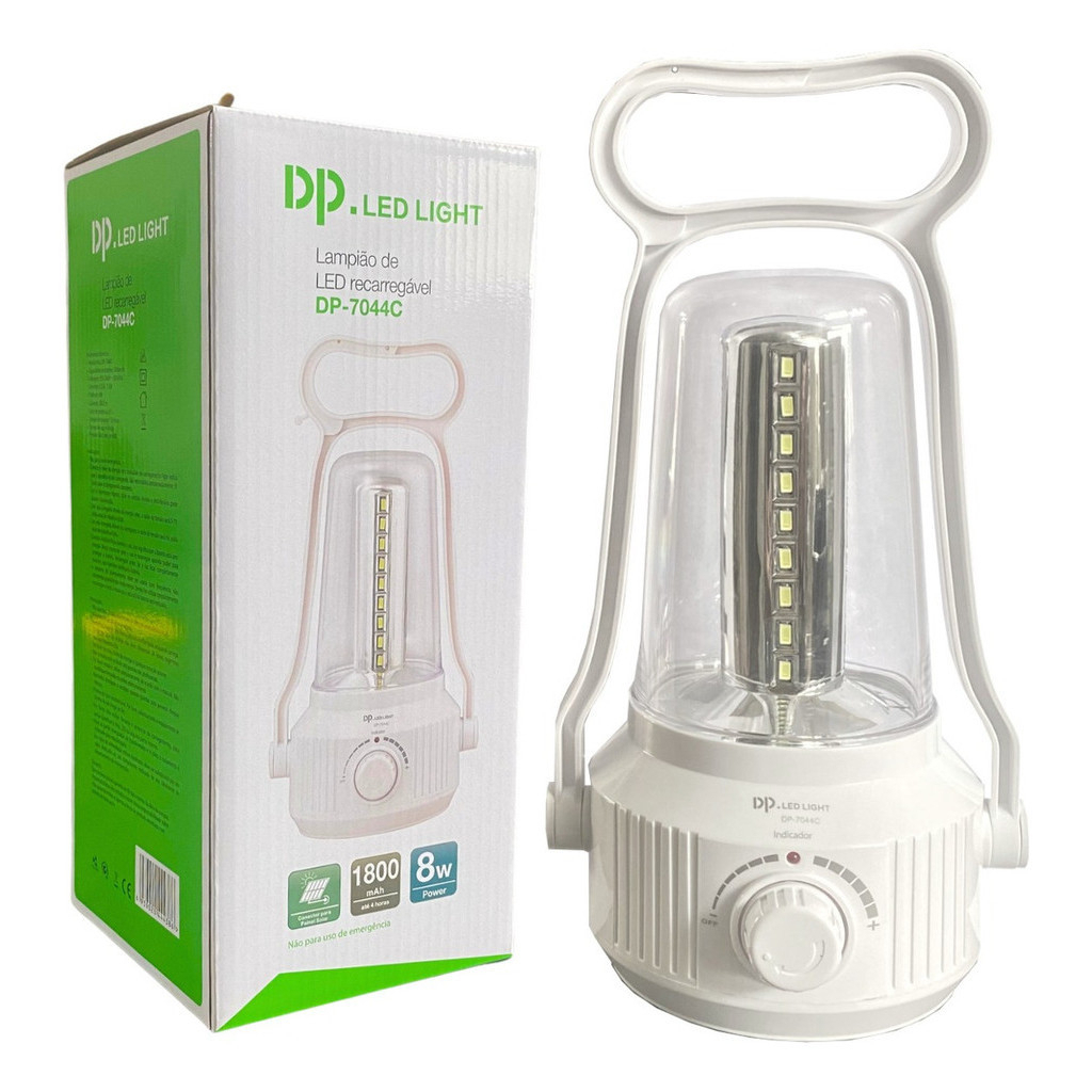 Lampião Led Recarregável Potente 45 Leds 8w Iluminação DP7044C