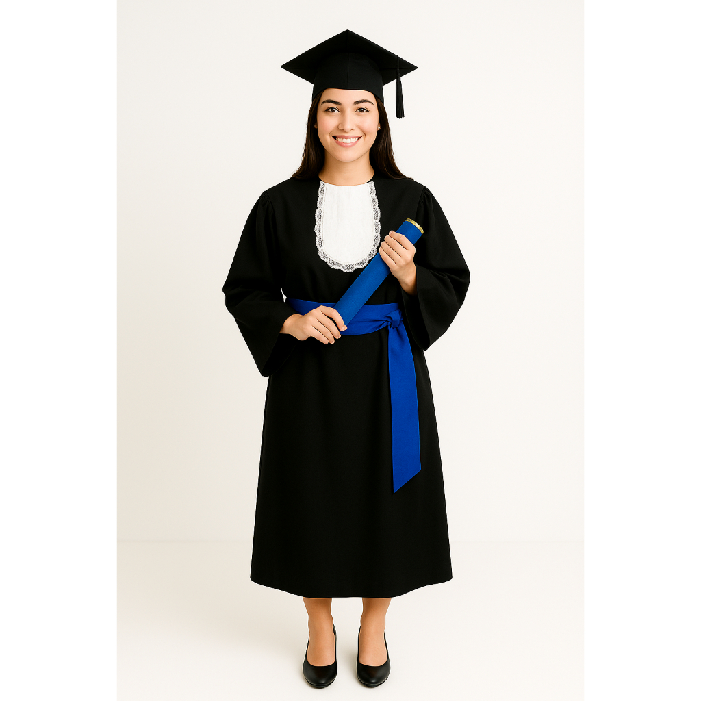 Beca Formatura Unissex – Completa Com Capelo + Faixa + Jabô + Canudo ...