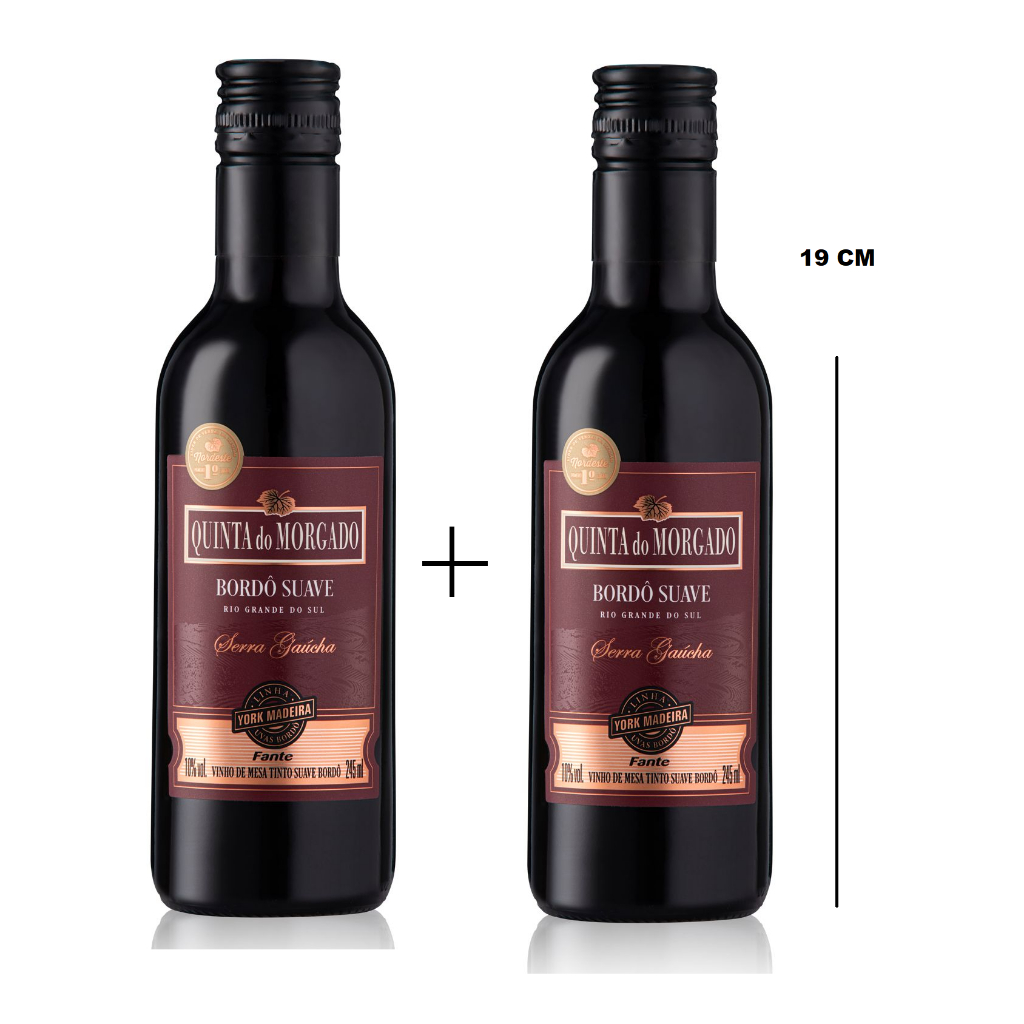 2 Mini Vinho Tinto Bordo Suave Quinta Morgado 245ml