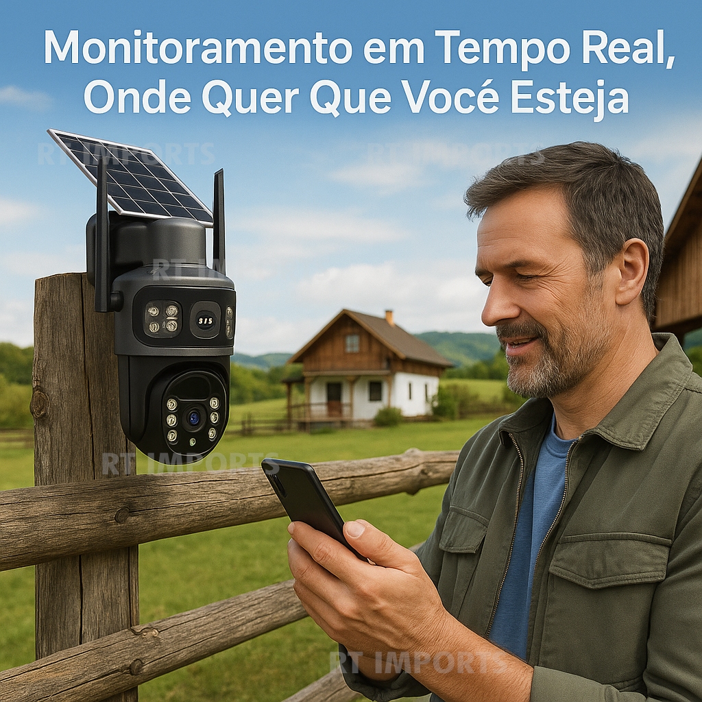 Camera Segurança Solar 4G Full HD Chip Celular 10x Zoom Bateria