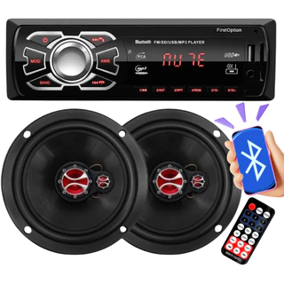 Kit Som Automotivo com Rádio Bluetooth USB + Par Alto Falante 6" Foxer 120W RMS em Oferta na Shopee