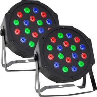 Kit 2 Strobo Canhão Refletor 18 Leds Jogo de Luz Par RGB dmx Iluminação Dj Balada Bivolt + Controle