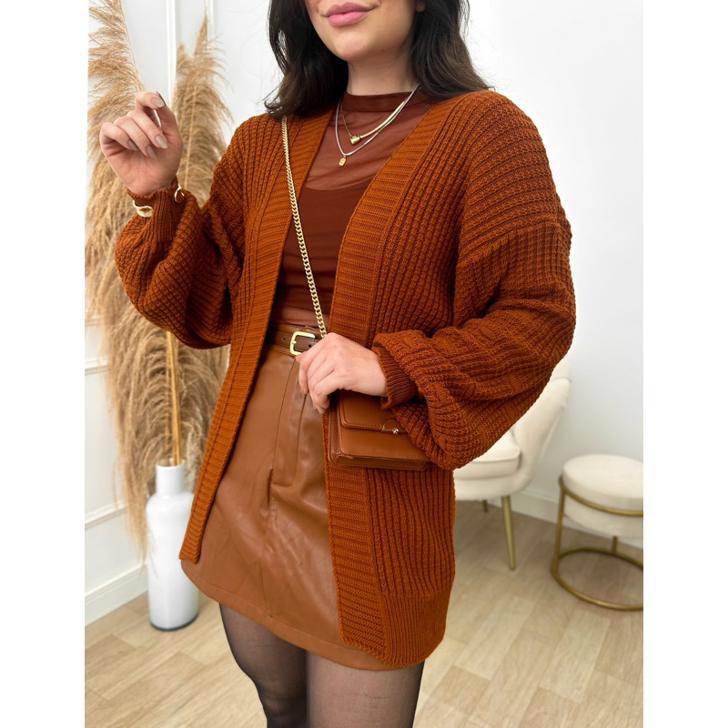 Casaco Talita Feminino Tricot Manga Bufante Cardigan Trico Moda