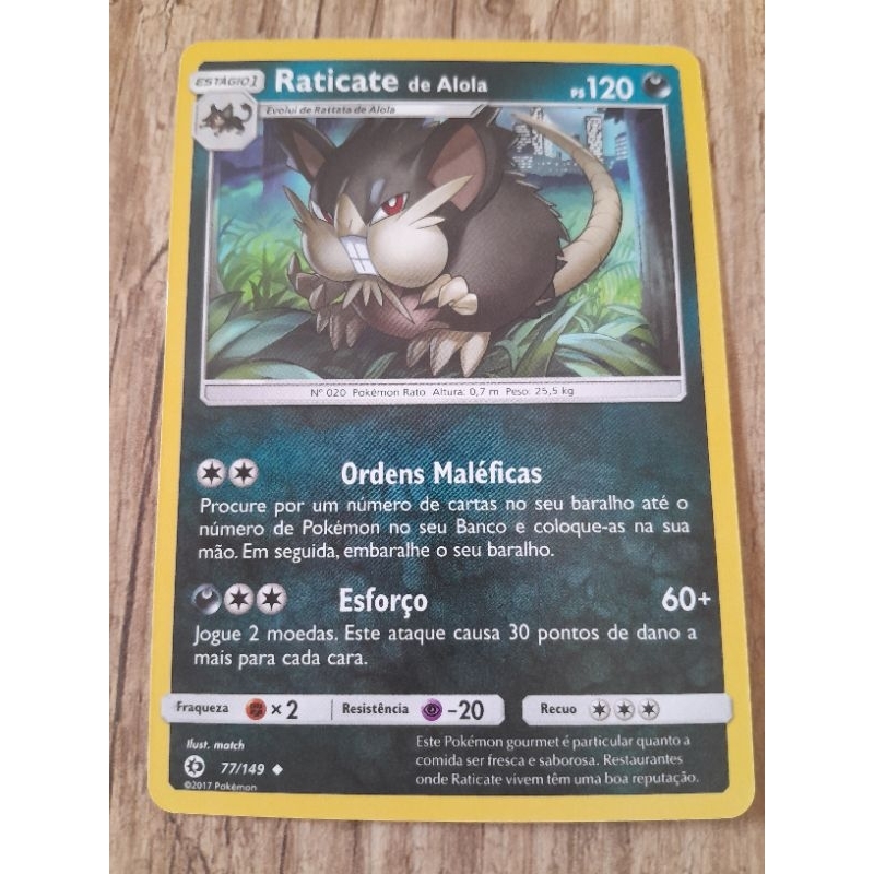 Carta Pokemon Raticate de Alola Original NM | Shopee Brasil