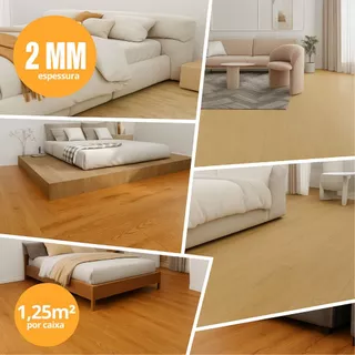 Piso Vinílico IPPAX Carvalho Natural - Autoadesivo Lavável 91x15cm (1,25m²) Fácil Instalação