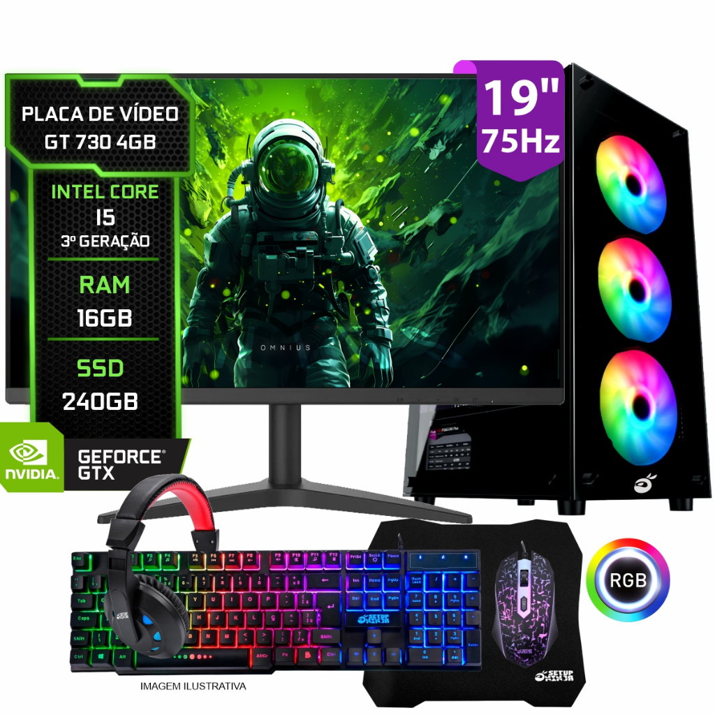 PC Gamer COMPLETO GT 730 4GB, Intel I5, 16GB RAM, SSD 240GB + WiFi