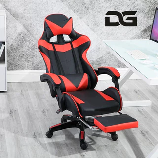 Cadeira gamer Ergonômica Reclinável Altura Ajustável Reclina 180° Couro Sintético Giratória-F19