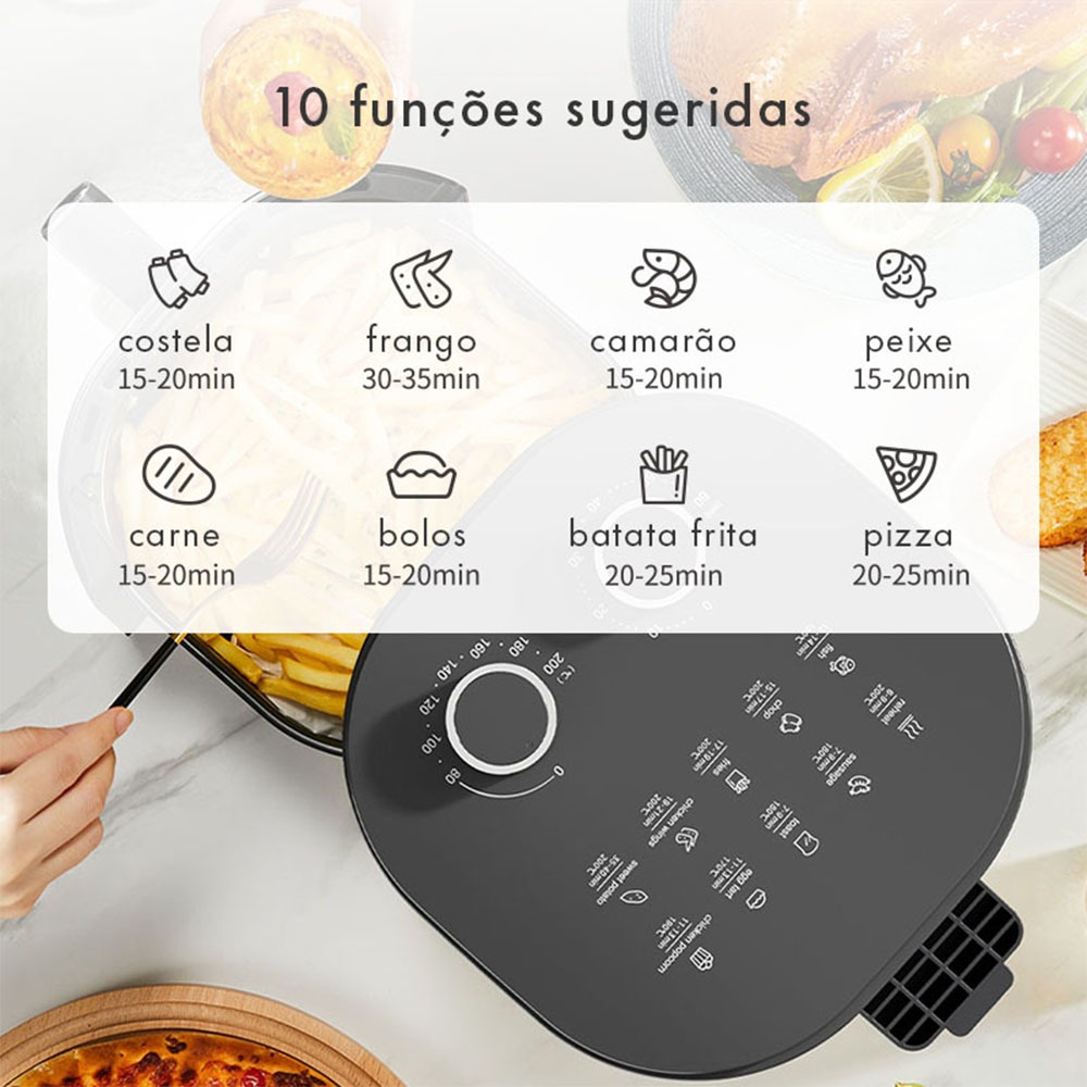 Gaabor Air Fryer Sem Óleo 4,2L Duo Analógica com Janela e Visor