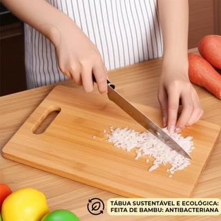 Tábua de Carne Bambu Para Corte Churrasco Legumes 30x20, 32x22 e 34x24