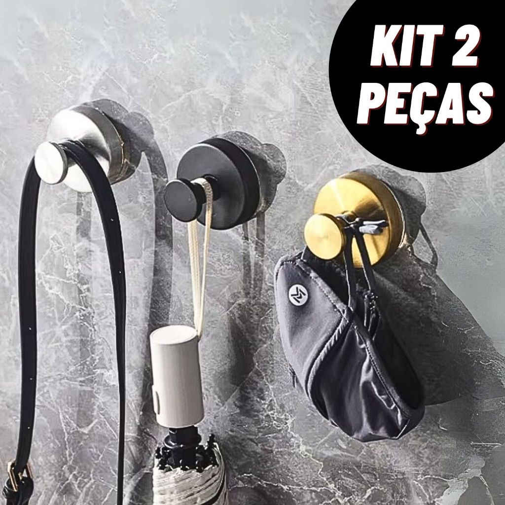 Kit 2 Ganchos de Ventosa em Aço Inoxidável sem Perfuração
